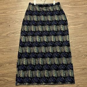 NOTIONS SIZE M MAXI SKIRT! Black/ purple/gold/ gold threading! Work/ travel!🌺